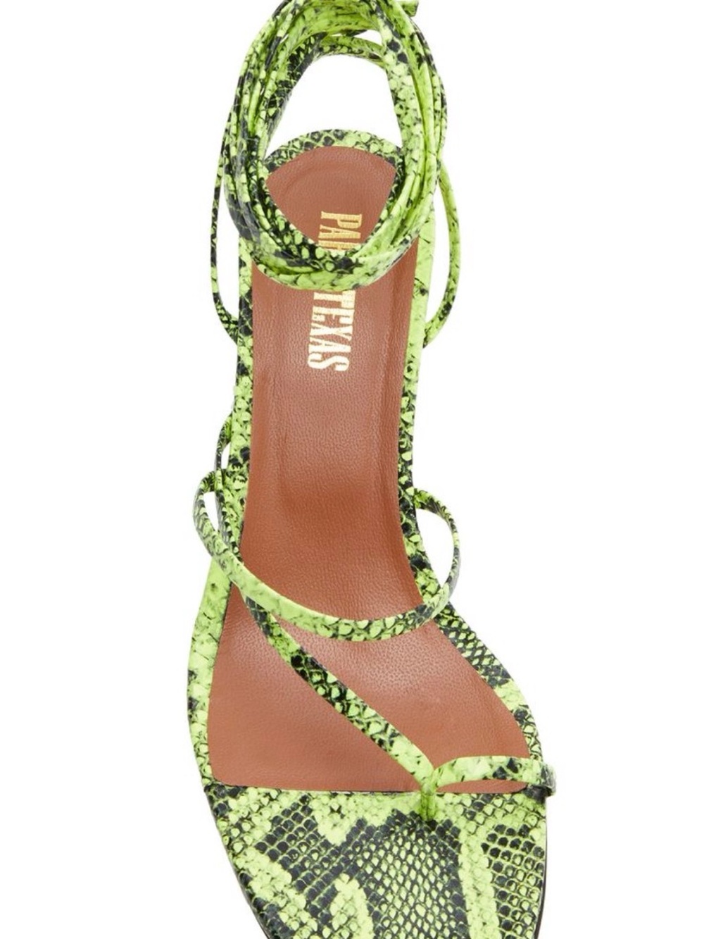 Paris Texas Neon Snake-Print Lace-Up Sandals in Yellow and Black